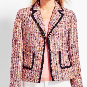 TALBOTS Colorful Tweed Contrast Trim Blazer Jacket 14